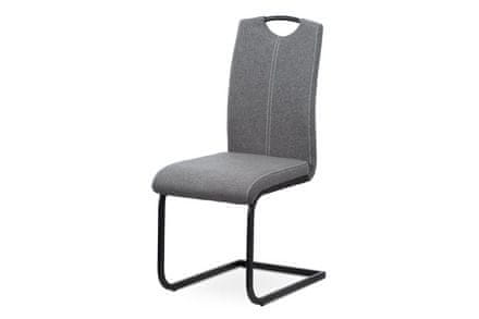 Autronic Moderná jedálenská stolička Jídelní židle - šedá látka, kovová podnož, černý matný lak (DCL-612 GREY2)